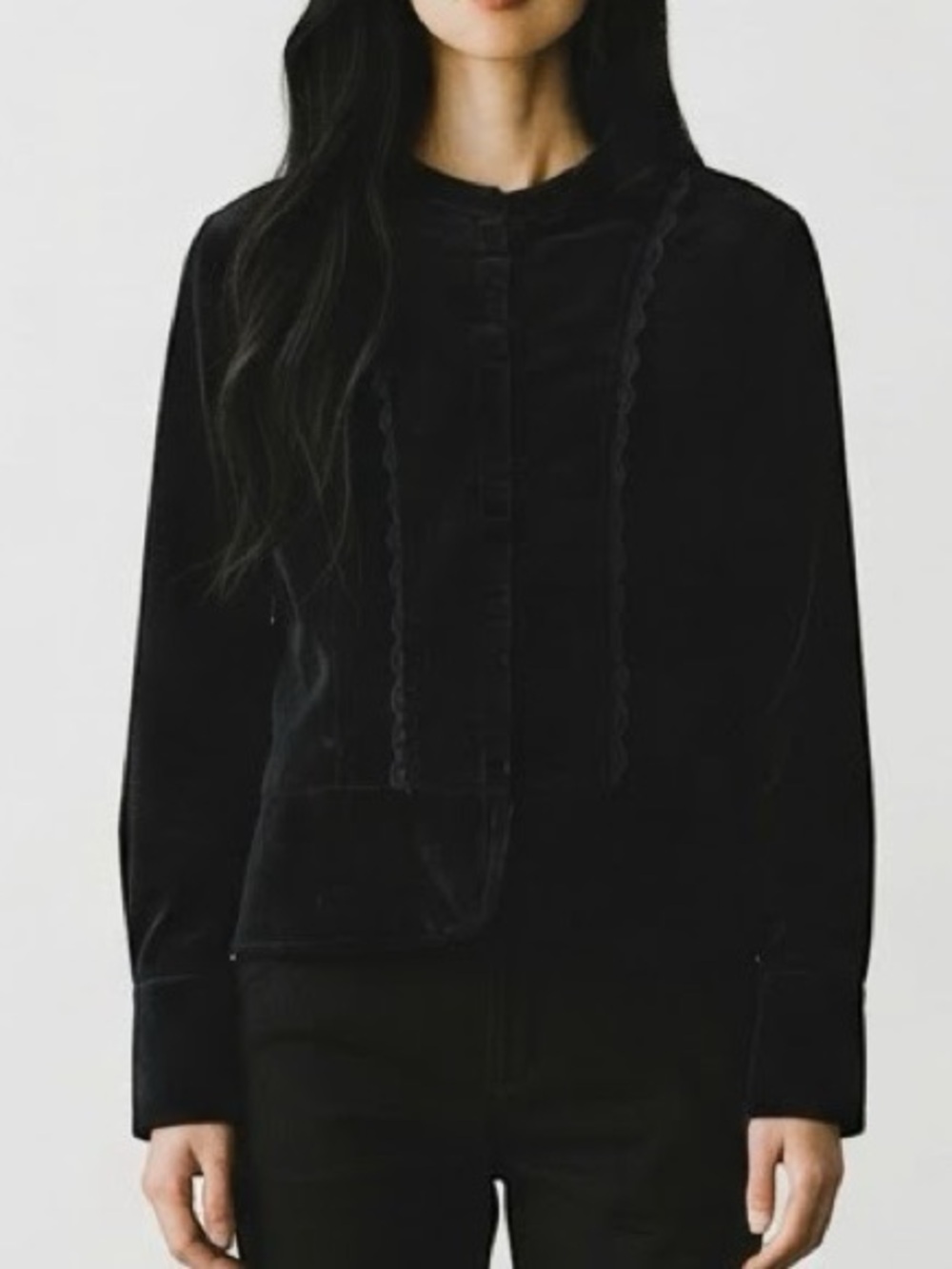 Y2K VTG Black Velvet Jacket Mock Neck Gothic Victorian Vampirecore Whimsigoth